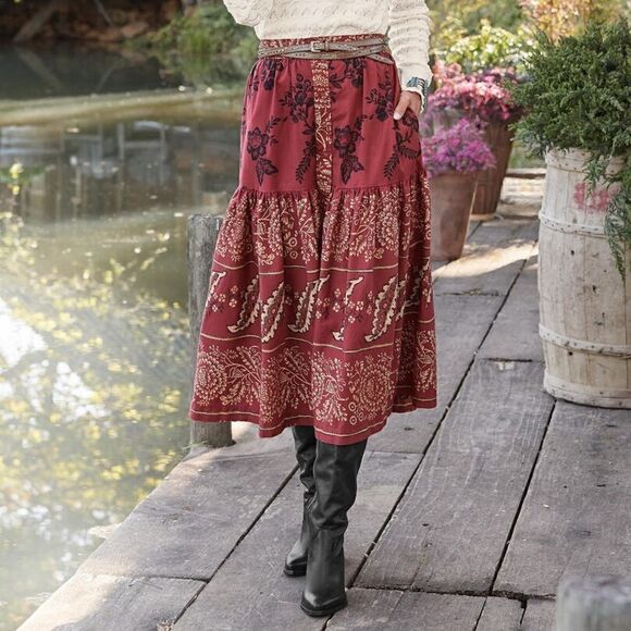 Sundance | Elaine Beauty Mixed Print Maxi Button Front Skirt | S - Picture 1 of 6